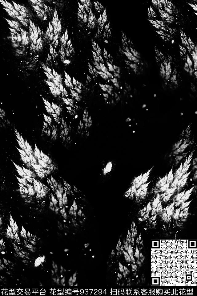 170915林海叶子.jpg - 937294 - 抽象 男装 黑白花型 - 传统印花花型 － 男装花型设计 － 瓦栏