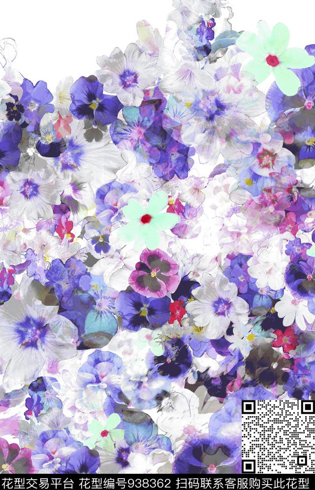 51132-v1.jpg - 938362 - 水彩花卉 数码花型 渐变 - 传统印花花型 － 床品花型设计 － 瓦栏