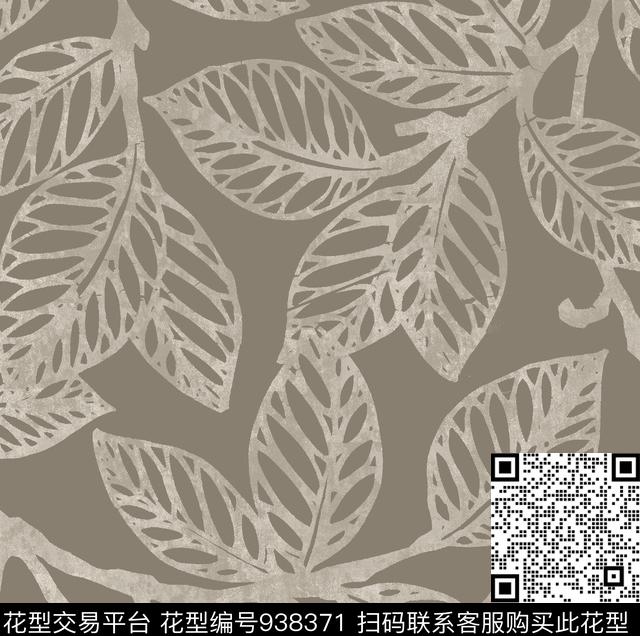 textured mercato leaf-v1.jpg - 938371 - 线条 渐变 绿植树叶 - 传统印花花型 － 床品花型设计 － 瓦栏