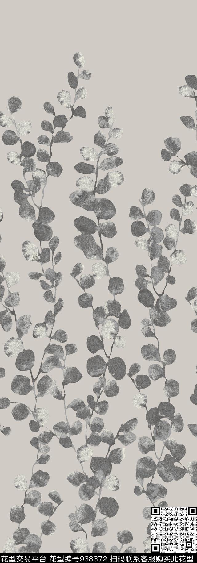 watercolor-v1-solid grey.jpg - 938372 - 渐变 绿植树叶 水彩花卉 - 传统印花花型 － 床品花型设计 － 瓦栏
