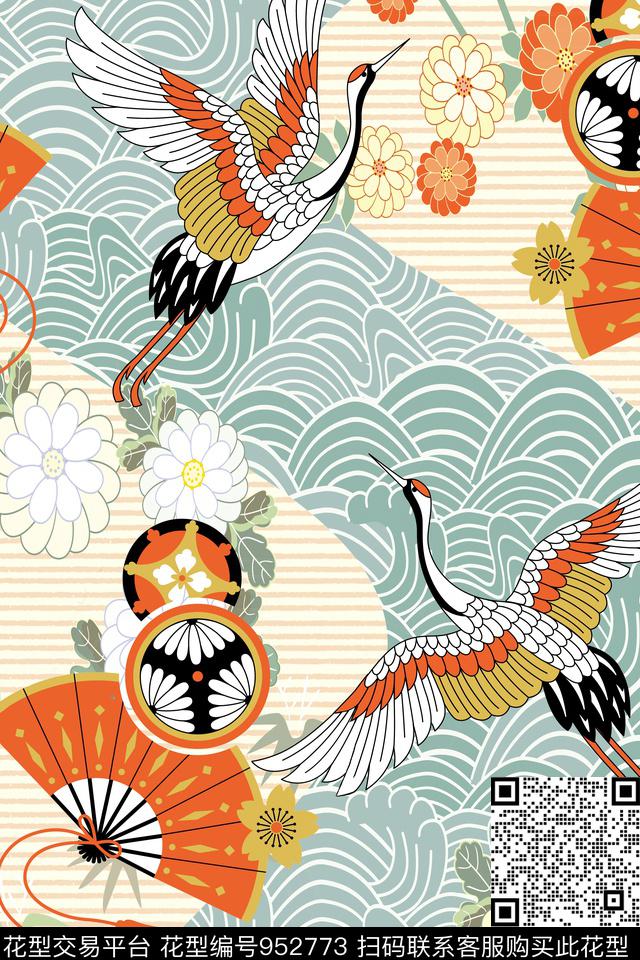20171010AA111.jpg - 952773 - 大牌风 浮世绘 日本 - 数码印花花型 － 女装花型设计 － 瓦栏
