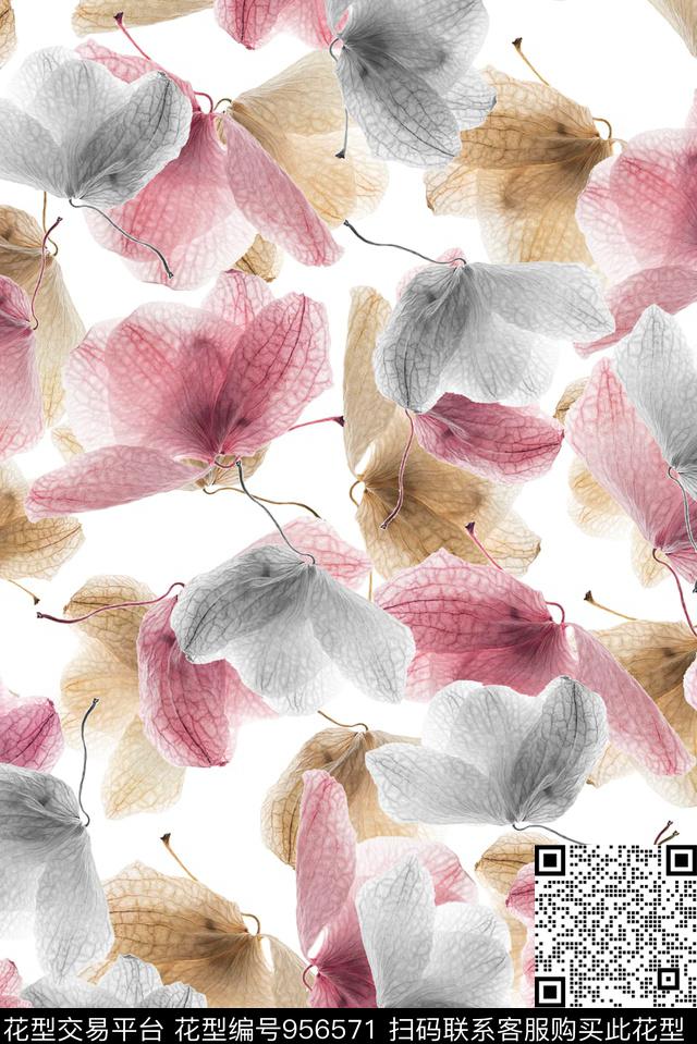 海洋宝宝.jpg - 956571 - 手绘花卉 海洋 水感花卉 - 数码印花花型 － 女装花型设计 － 瓦栏