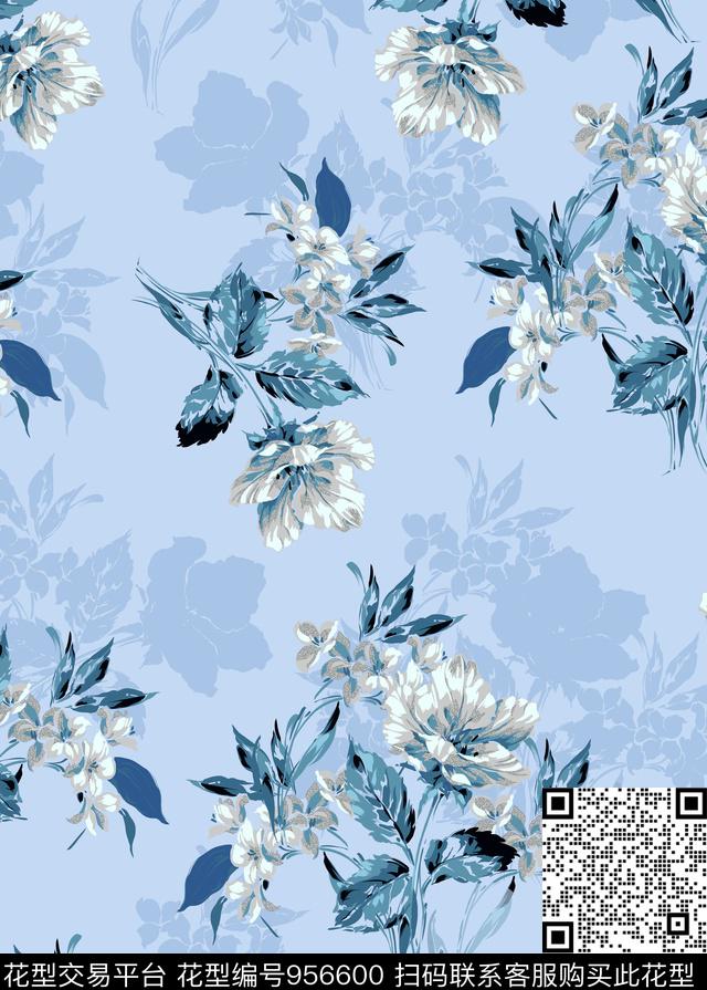 小碎花少女花卉数码印花花型下载（图片编号: 956600） - 瓦栏（Walan）