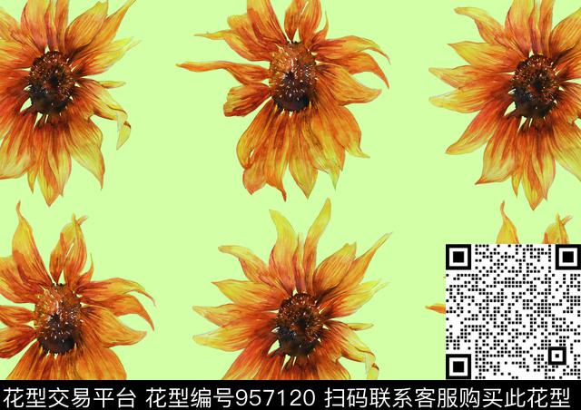 KUI.jpg - 957120 - 水彩花卉 手绘花卉 花卉 - 数码印花花型 － 女装花型设计 － 瓦栏
