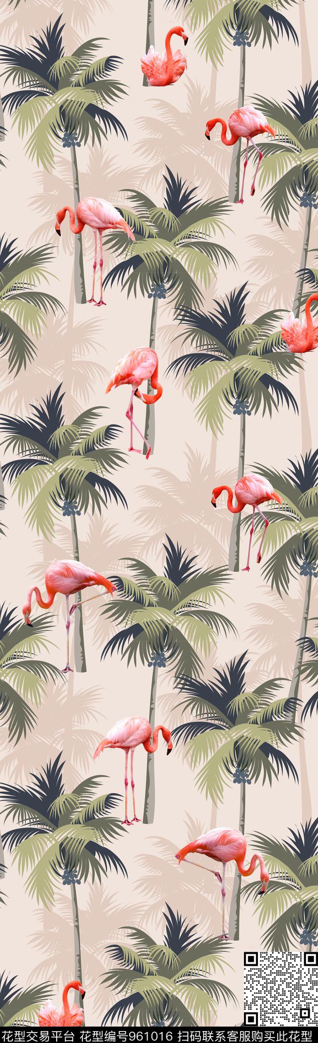 2.jpg - 961016 - 长巾 动物 椰子树 - 传统印花花型 － 长巾花型设计 － 瓦栏