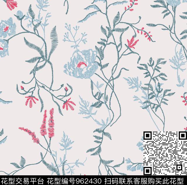 MY1702018.jpg - 962430 - 热带花型 波点 绿植树叶 - 传统印花花型 － 女装花型设计 － 瓦栏