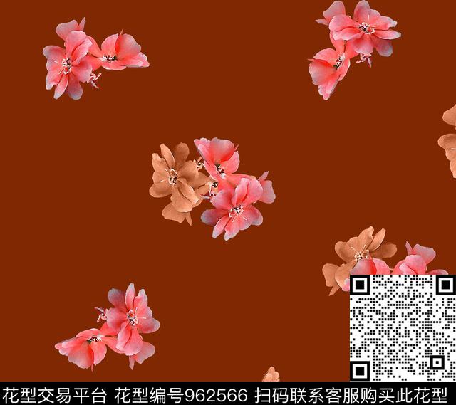 数码花型风格化花卉大牌风数码印花花型下载（图片编号: 962566） - 瓦栏（Walan）