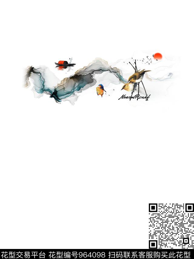 艺术创意鸟数码印花花型下载（图片编号: 964098） - 瓦栏（Walan）