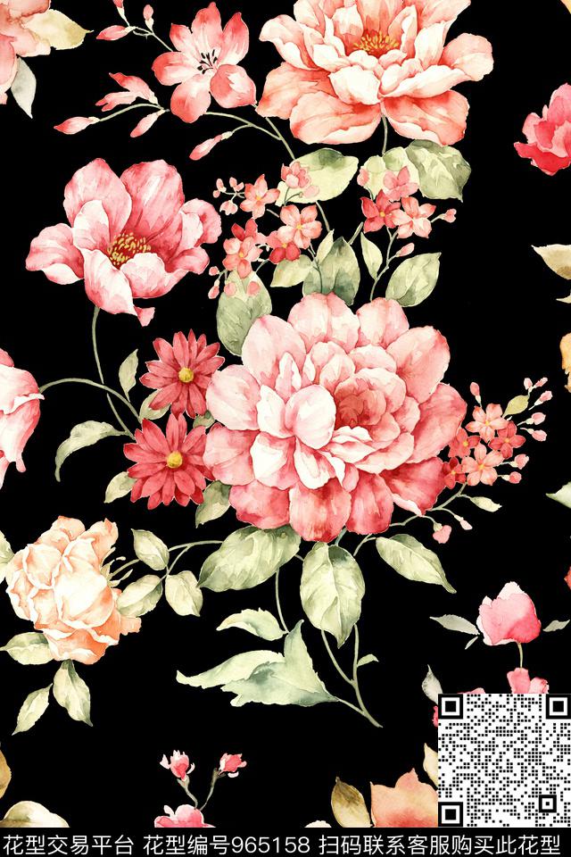 1700-2.jpg - 965158 - 彩底花卉 花卉 手绘大花 - 数码印花花型 － 女装花型设计 － 瓦栏
