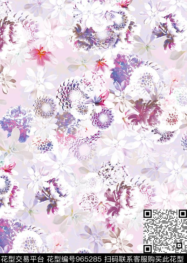 1700-10.jpg - 965285 - 大花 花卉 多肉组合 - 数码印花花型 － 床品花型设计 － 瓦栏
