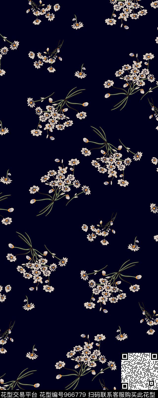 小碎花菊花小菊花传统印花花型下载（图片编号: 966779） - 瓦栏（Walan）