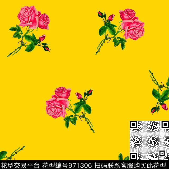 数码花型花卉大牌风数码印花花型下载（图片编号: 971306） - 瓦栏（Walan）
