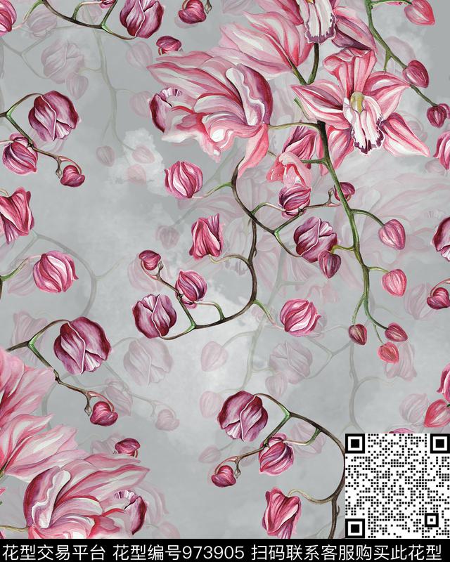 MAG112501.jpg - 973905 - 数码花型 手绘花卉 花卉 - 数码印花花型 － 女装花型设计 － 瓦栏