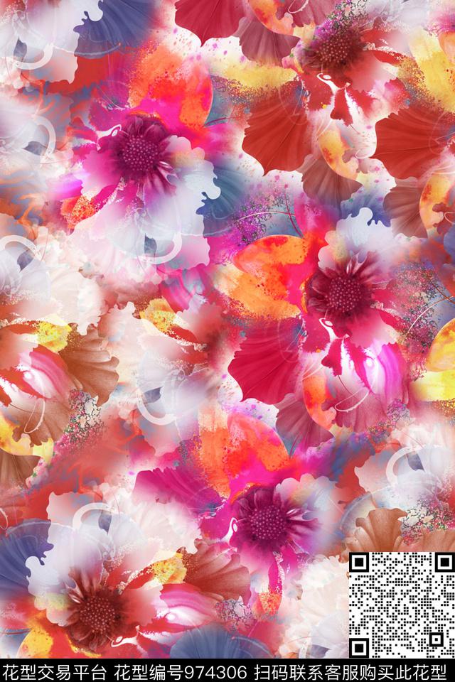 CM-001.jpg - 974306 - 数码花型 花卉 炫彩 - 数码印花花型 － 女装花型设计 － 瓦栏