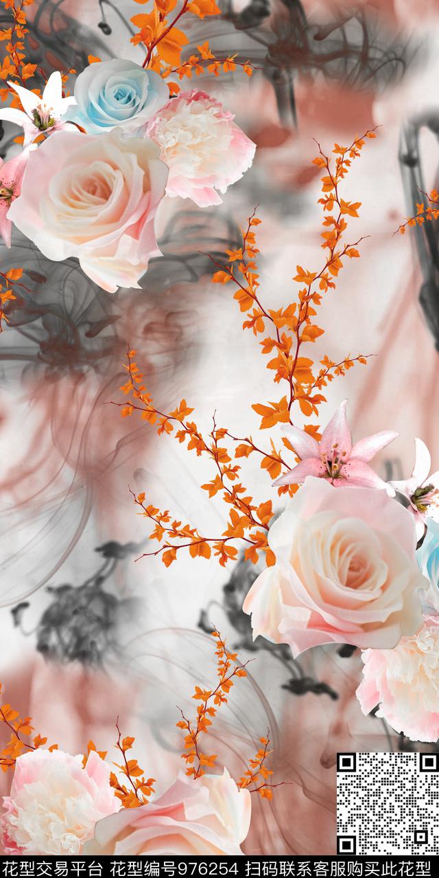1129-2.jpg - 976254 - 数码花型 植物 底纹 - 数码印花花型 － 女装花型设计 － 瓦栏