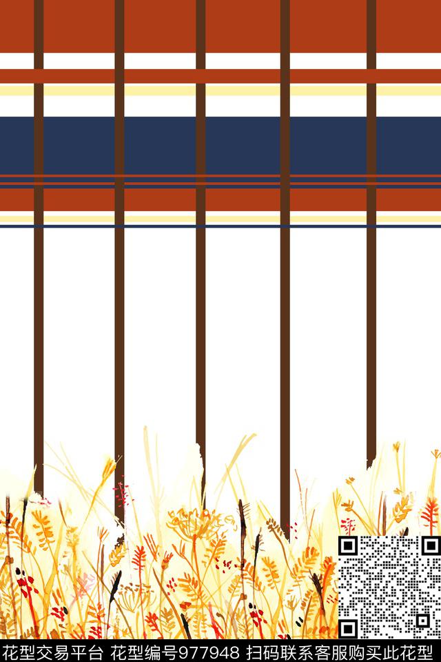 红黄蓝.jpg - 977948 - 格子 条纹 手绘花卉 - 数码印花花型 － 女装花型设计 － 瓦栏