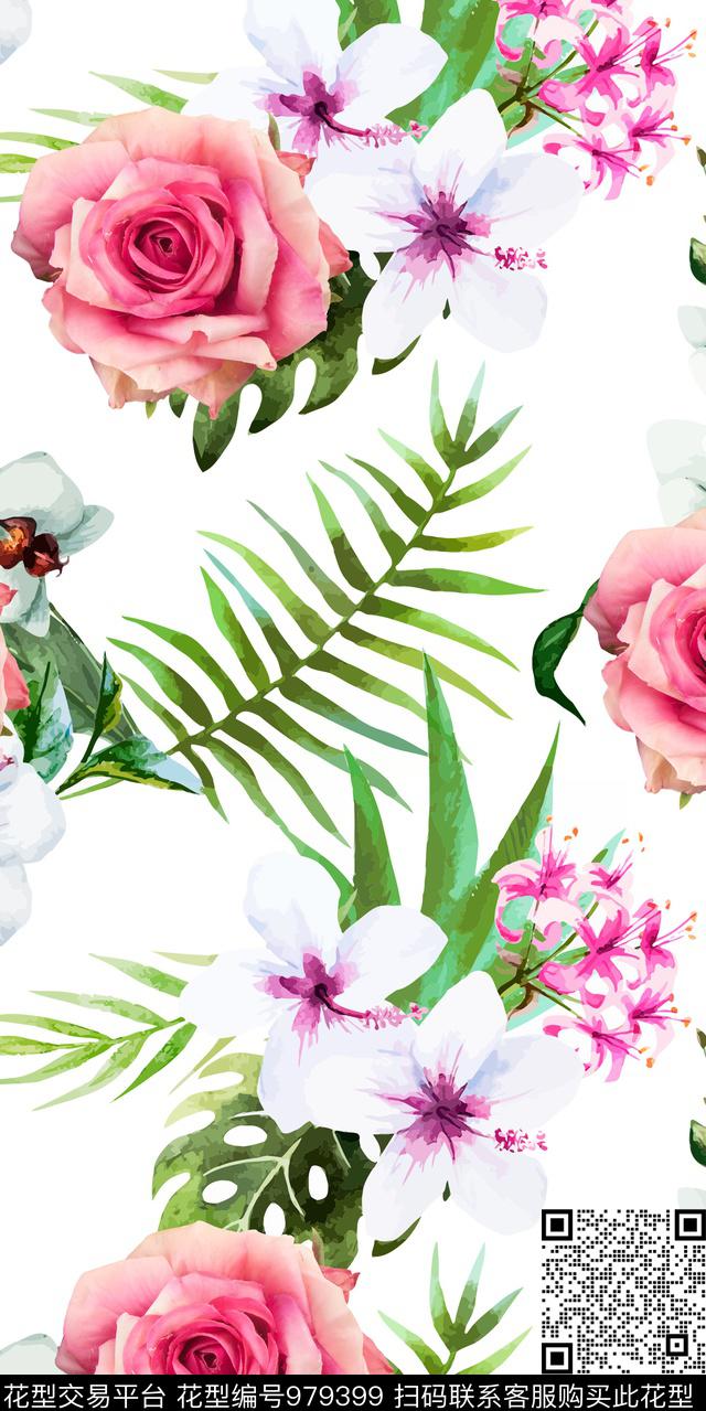 171205-1.jpg - 979399 - 大花 花卉 热带花型 - 数码印花花型 － 女装花型设计 － 瓦栏