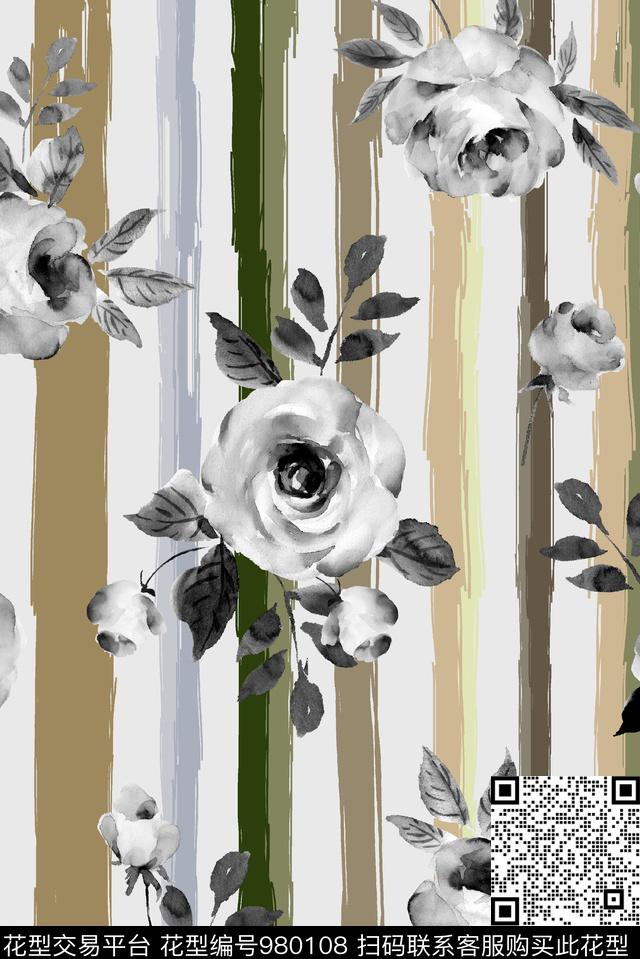 18-2.jpg - 980108 - 数码花型 条纹 手绘花卉 - 数码印花花型 － 女装花型设计 － 瓦栏