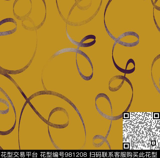 春夏花型几何线条画数码印花花型下载（图片编号: 981208） - 瓦栏（Walan）
