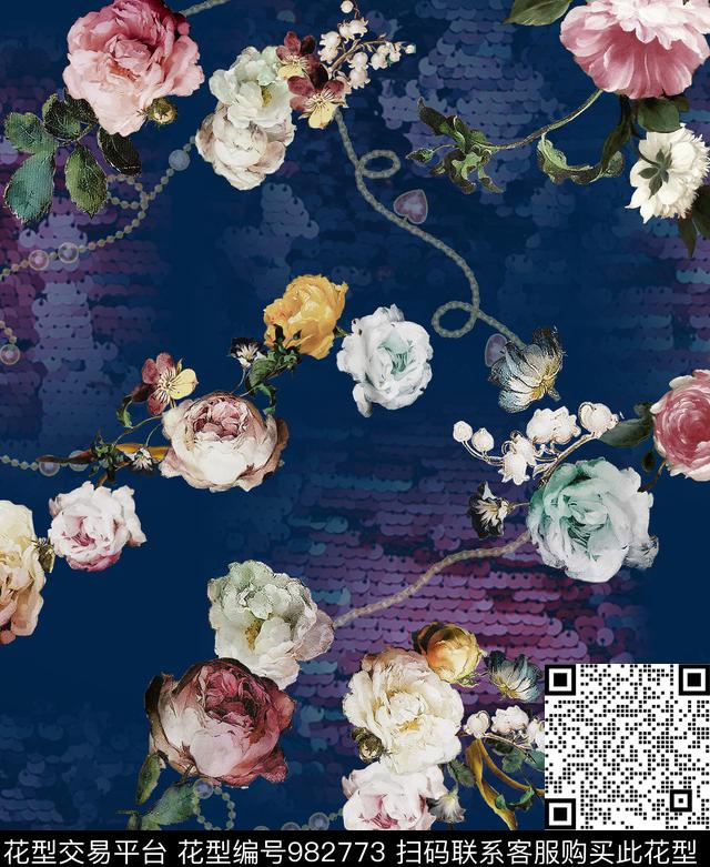 亮片花(1).jpg - 982773 - 数码花型 植物 花卉 - 数码印花花型 － 女装花型设计 － 瓦栏