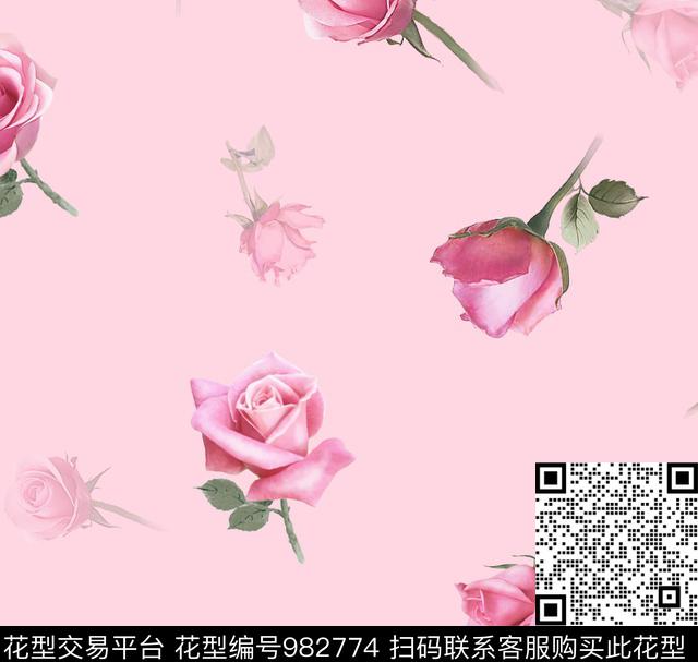 rose(1).jpg - 982774 - 数码花型 植物 花卉 - 数码印花花型 － 女装花型设计 － 瓦栏