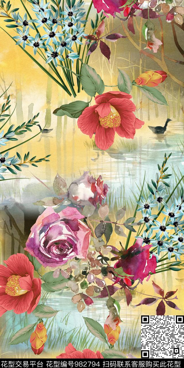 171208-1.jpg - 982794 - 数码花型 大花 花卉 - 数码印花花型 － 女装花型设计 － 瓦栏