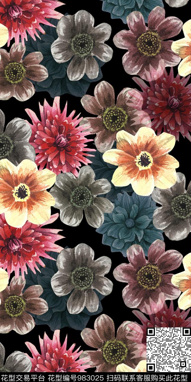 171212-4-1.jpg - 983025 - 数码花型 花卉 满板花型 - 数码印花花型 － 女装花型设计 － 瓦栏