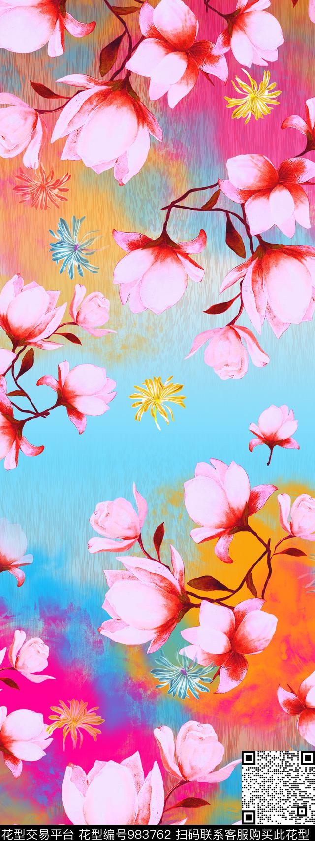 FJX011102.jpg - 983762 - 欧式定位花 手绘花卉 定位花 - 数码印花花型 － 女装花型设计 － 瓦栏