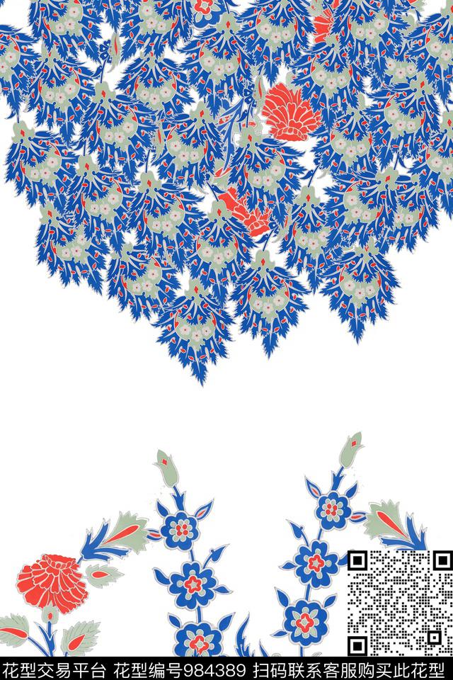 召唤.jpg - 984389 - 传统花型 水彩花卉 手绘花卉 - 数码印花花型 － 女装花型设计 － 瓦栏