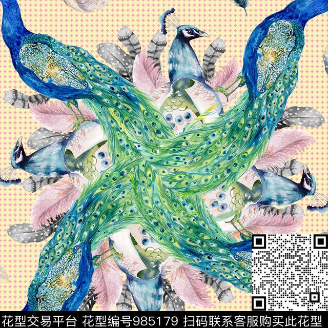 鸡毛1.jpg - 985179 - 羽毛 孔雀 手绘花卉 - 数码印花花型 － 女装花型设计 － 瓦栏