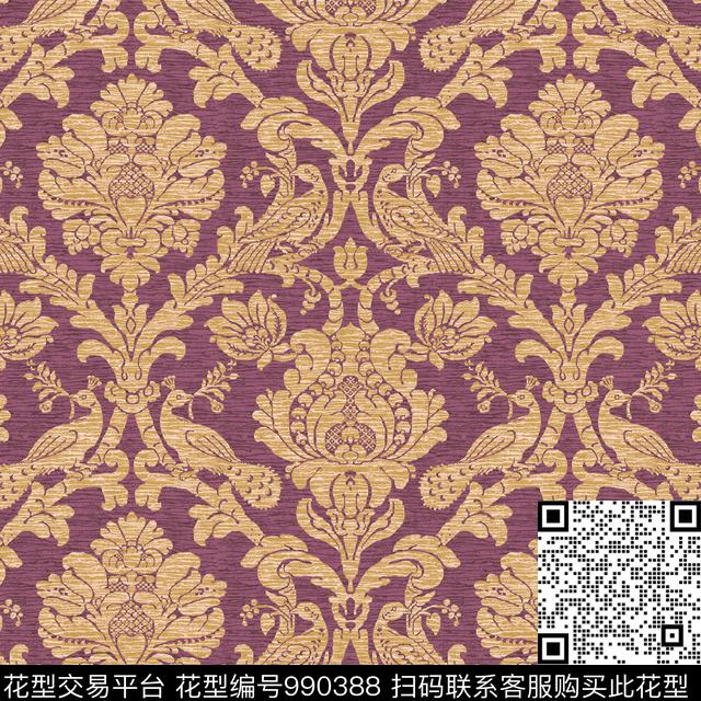 17wl12002-2.jpg - 990388 - 古典花纹 窗帘 沙发布 - 传统印花花型 － 沙发布花型设计 － 瓦栏