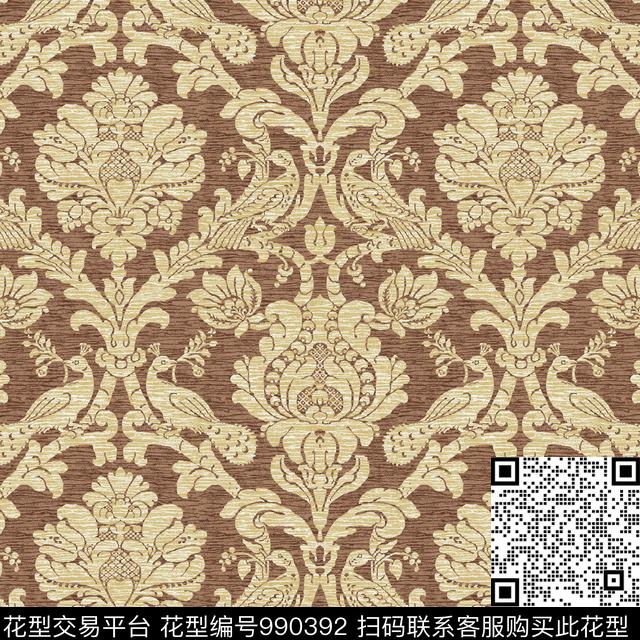 17wl12002-4.jpg - 990392 - 古典花纹 窗帘 沙发布 - 传统印花花型 － 沙发布花型设计 － 瓦栏