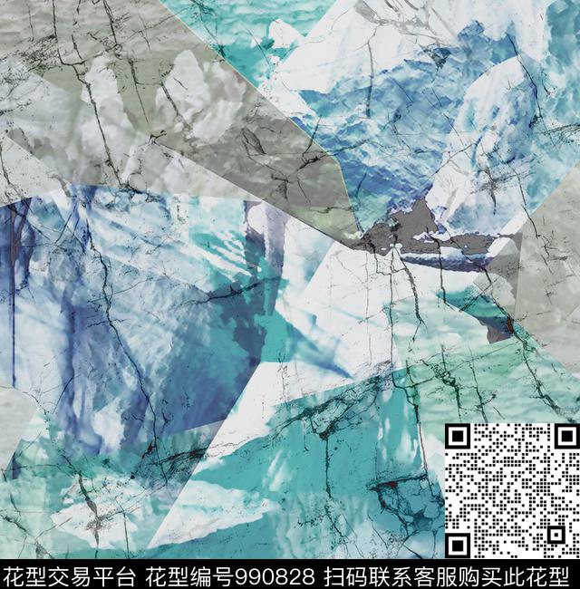 抽象男装几何大理石数码印花花型下载（图片编号: 990828） - 瓦栏（Walan）