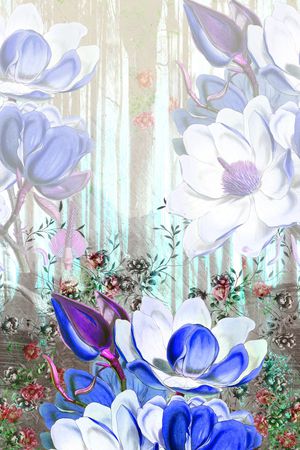 手绘花卉印花花型图片
