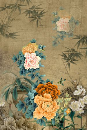 牡丹印花花型图片