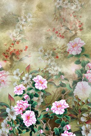 中国风定位花印花花型图片