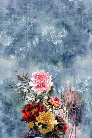 牡丹印花花型图片