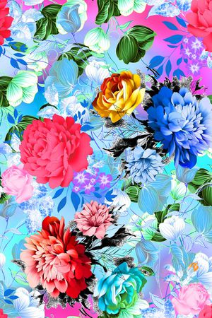 手绘花卉印花花型图片