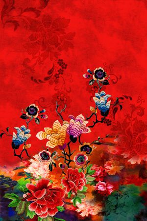 牡丹印花花型图片