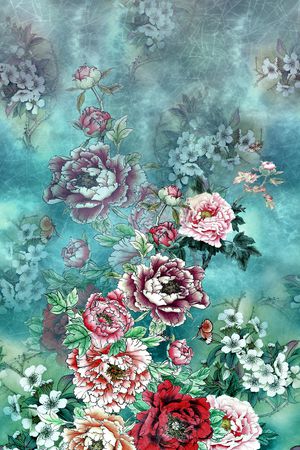 牡丹印花花型图片