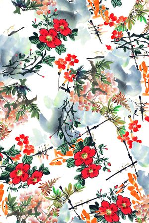 手绘花卉印花花型图片