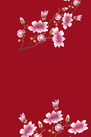 牡丹旗袍印花花型图片