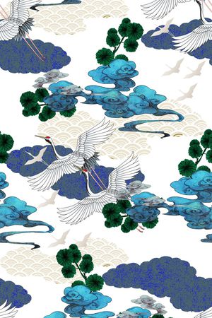 仙鹤印花花型图片