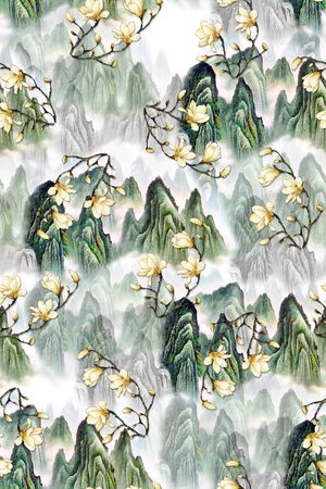 玉兰花印花花型图片