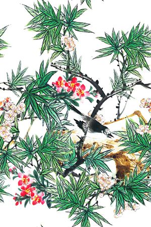 花鸟印花花型图片