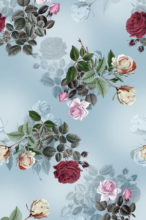 迪拜花卉印花花型图片