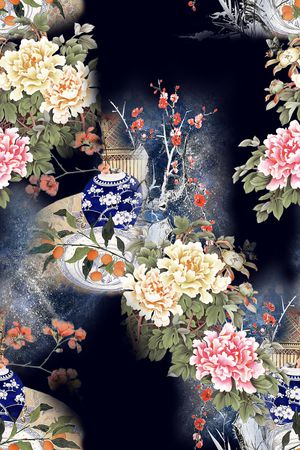 复古印花花型图片