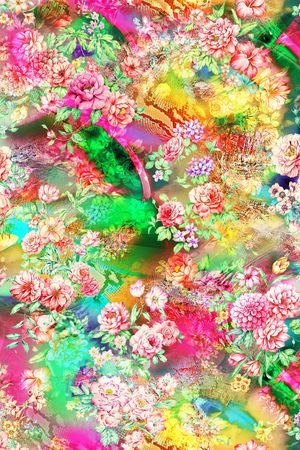 手绘花卉印花花型图片