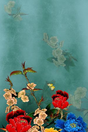 牡丹印花花型图片