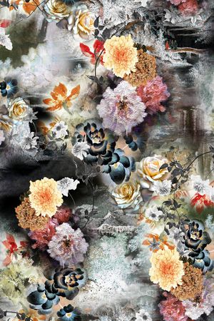 朦胧花卉印花花型图片